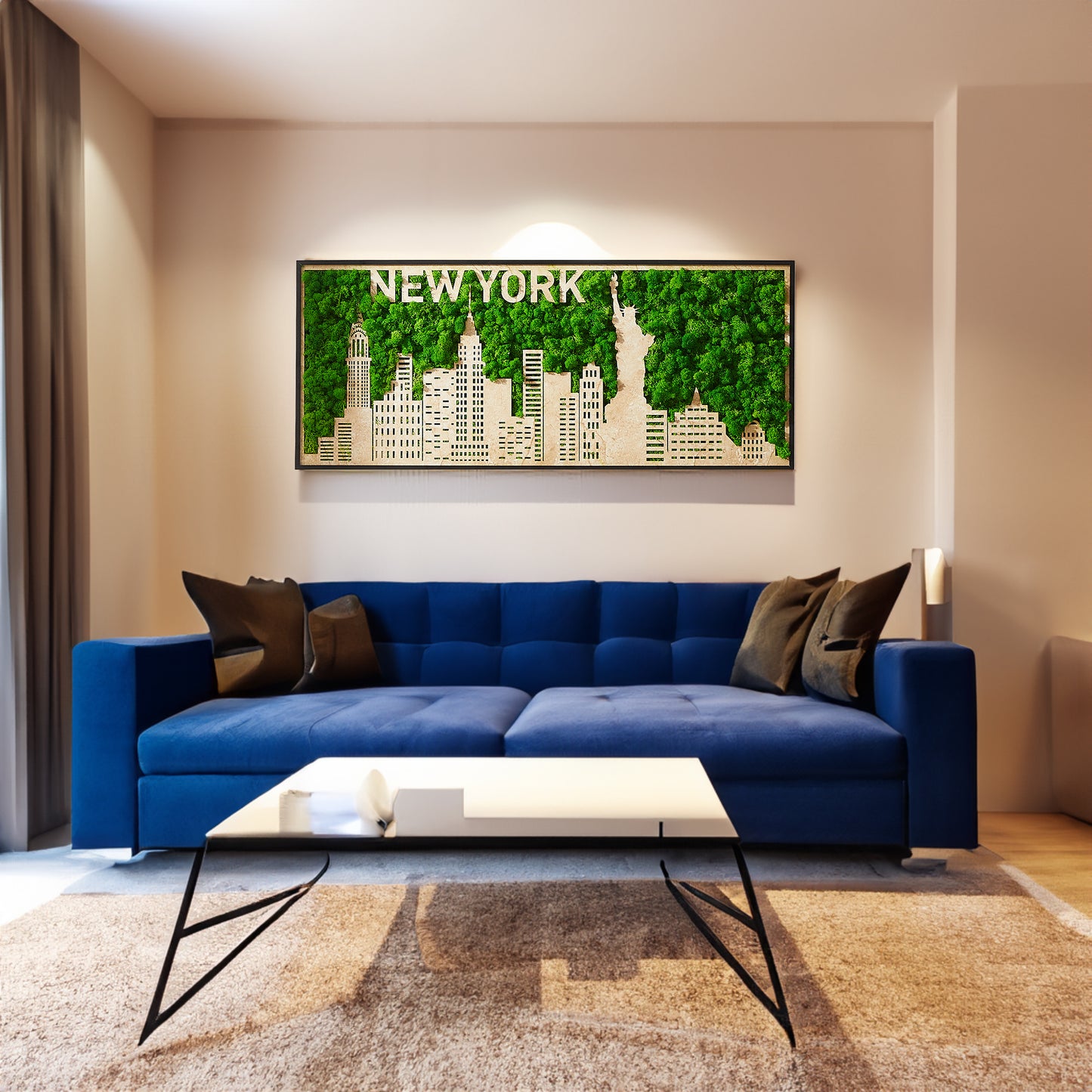 New York 3-D Moss City Silhouette Metal Wall Art