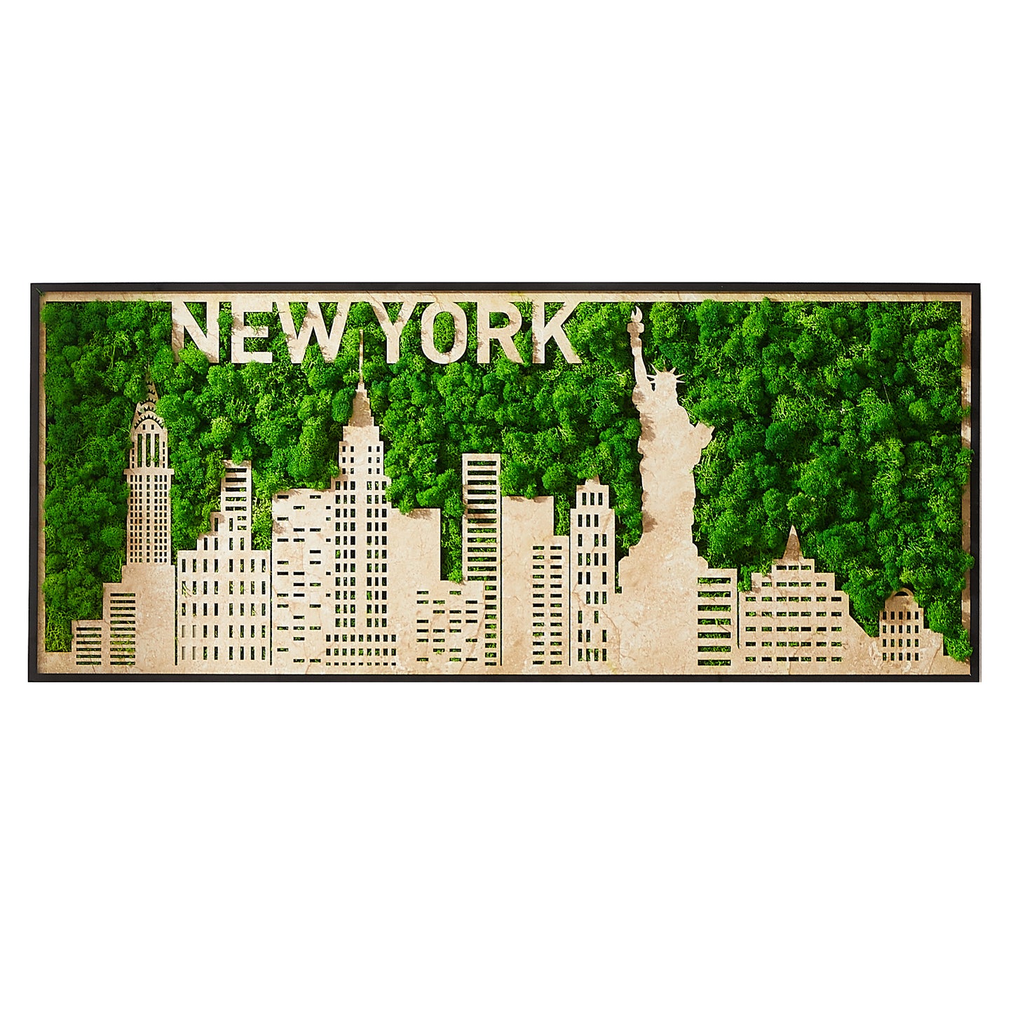 New York 3-D Moss City Silhouette Metal Wall Art