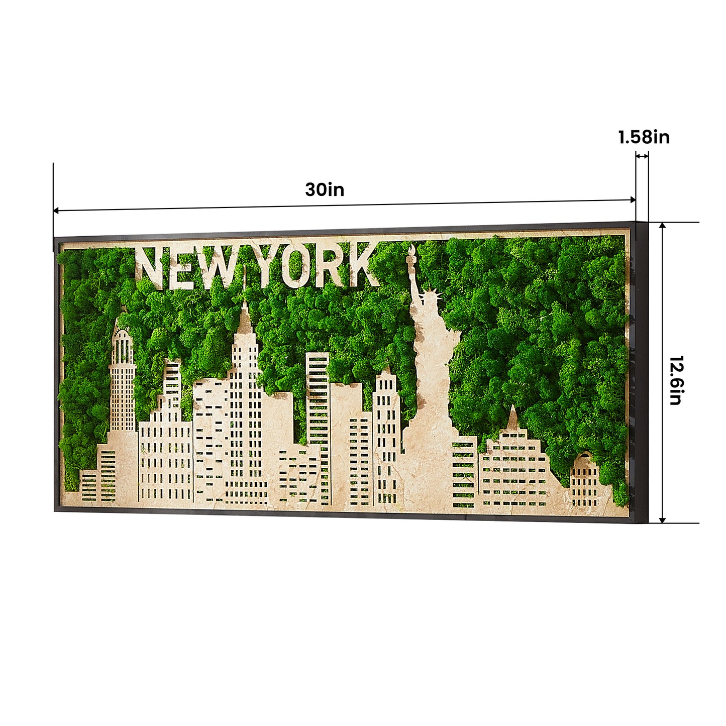 New York 3-D Moss City Silhouette Metal Wall Art